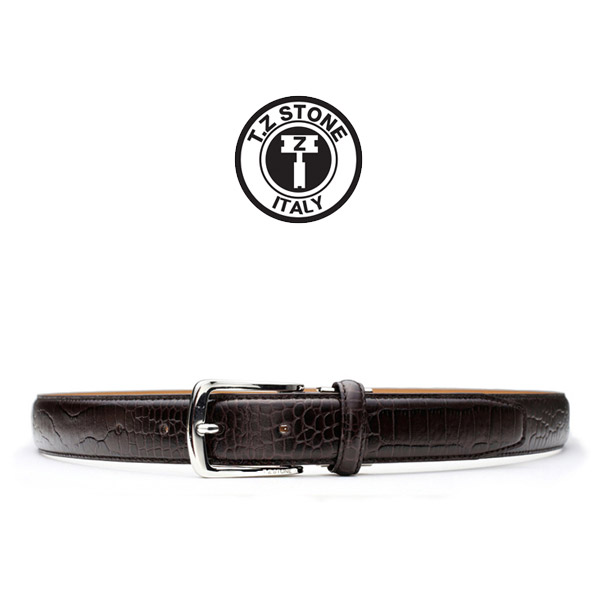 TZ1D101DB 클래식 악어패턴 벨트-다크브라운