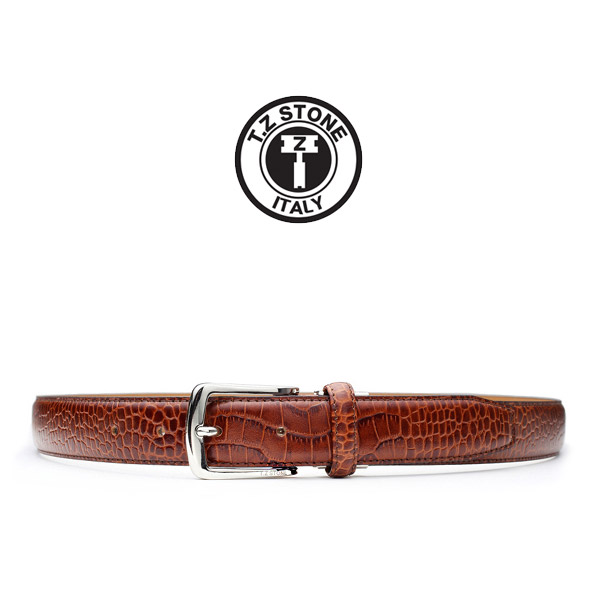 TZ1D101LB 클래식 악어패턴 벨트-연브라운