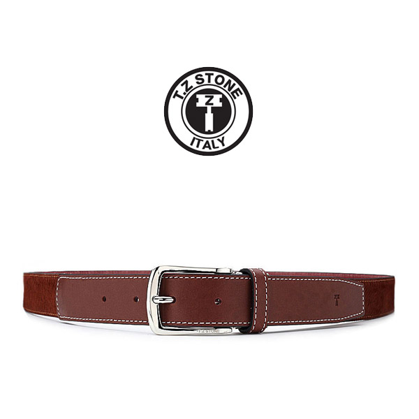 TZ1D112LB 송치 가죽 벨트 연브라운