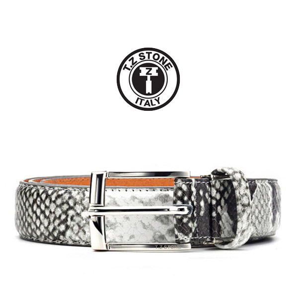 TZ1D113WH 클래식 벨트 - 뱀피패턴 화이트