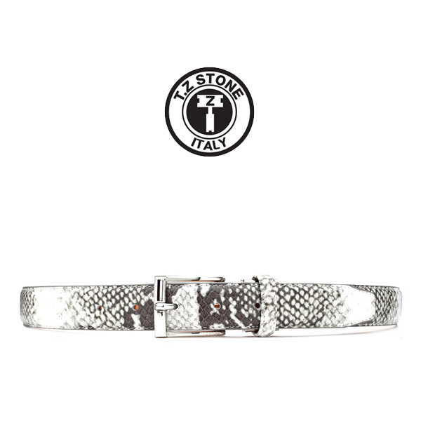 TZ1D113WH 클래식 벨트 - 뱀피패턴 화이트