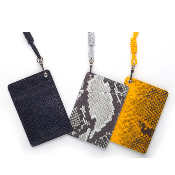 TZ1D225 목걸이형 카드지갑 뱀피패턴 그레이