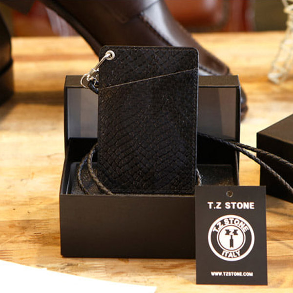 TZ1D226 목걸이형 카드지갑 뱀피패턴 블랙