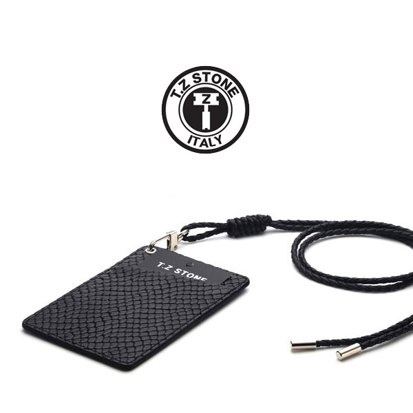 TZ1D226 목걸이형 카드지갑 뱀피패턴 블랙