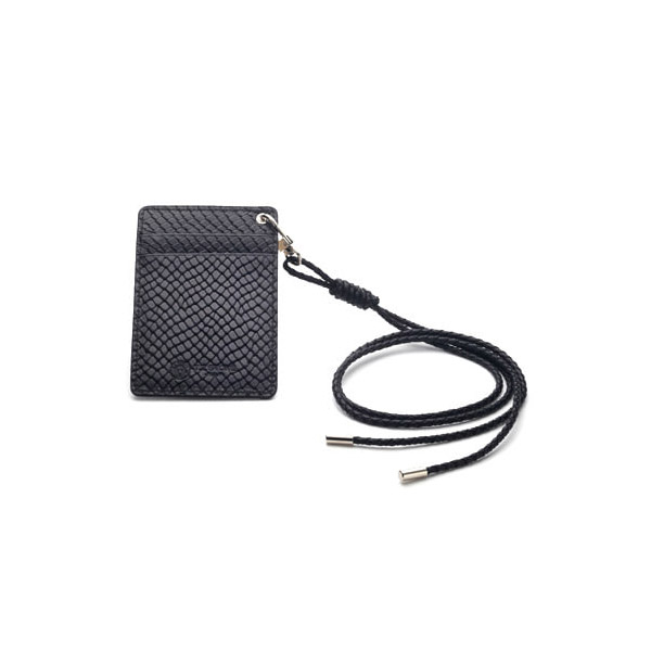 TZ1D226 목걸이형 카드지갑 뱀피패턴 블랙