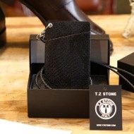 TZ1D226 목걸이형 카드지갑 뱀피패턴 블랙